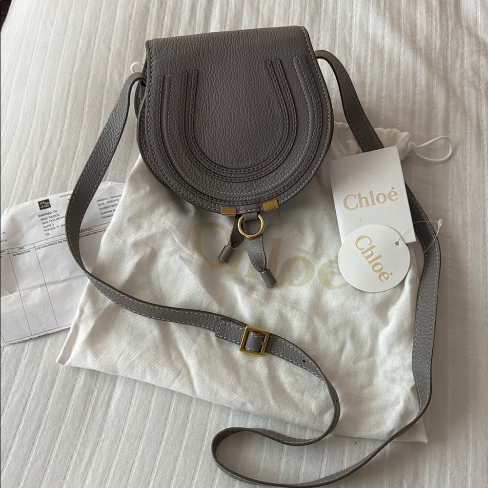 Chloe Gray Crossbody Bag with Signature Horseshoe Flap
